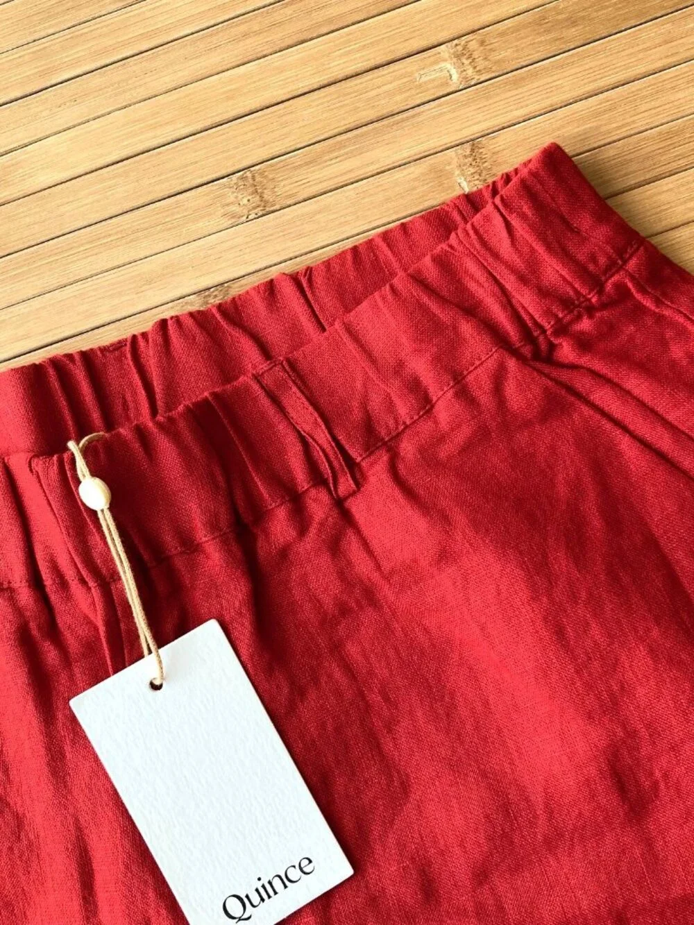 Quince 100% European Linen Ankle Pants Pull On Women Small S Chile Red NWT